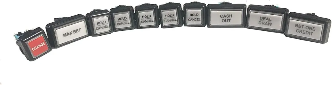 Suzo-Happ IGT Bartop Poker Game 12V LED Buttons with Economy Switch - 77-KIT-402-S