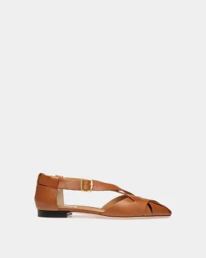 Sylt Flat in Brown Brushed Leather