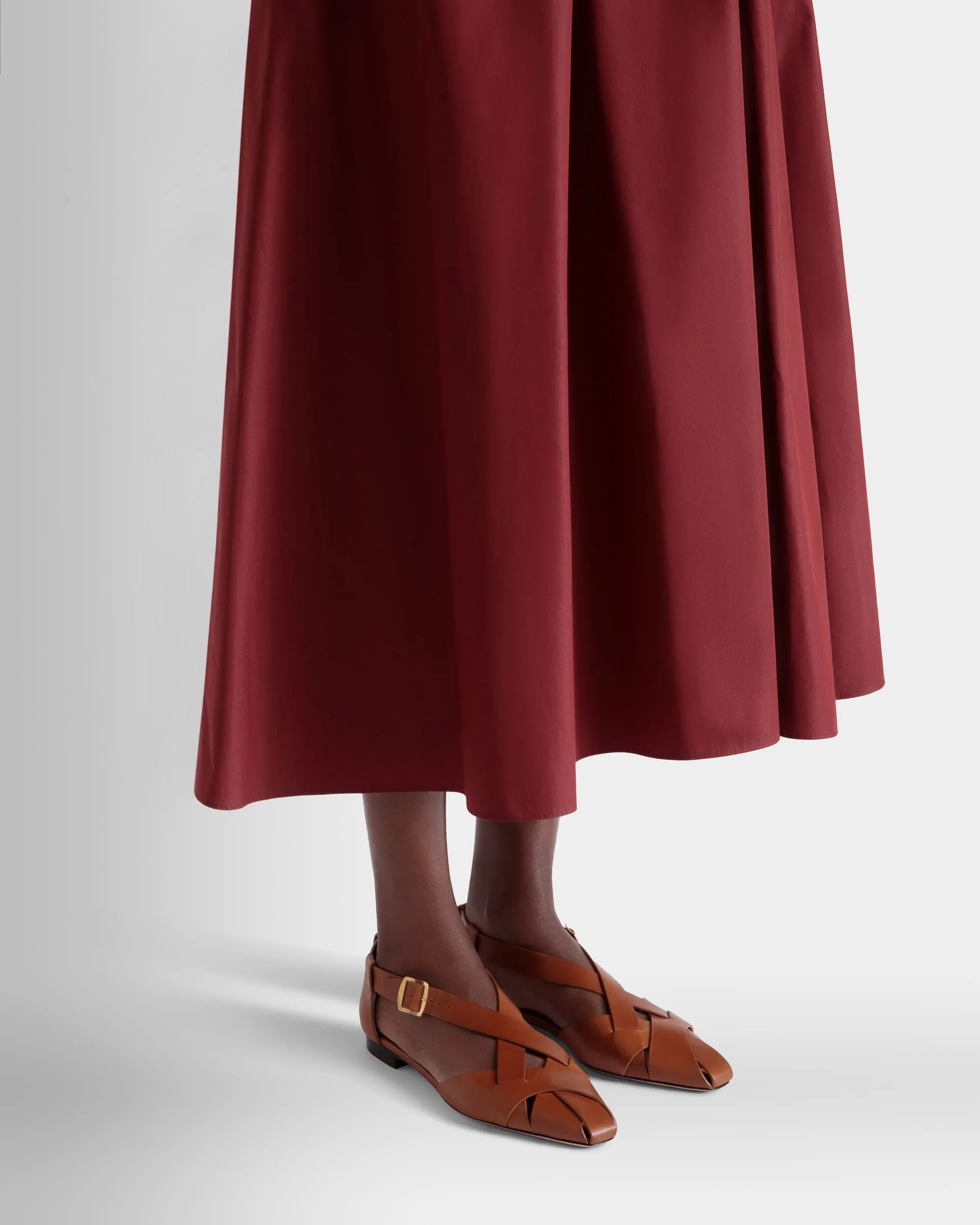 Sylt Flat in Brown Brushed Leather