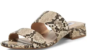 Tan Snake Incredible sale Steve Open Women's Jaron Flat All-weather Two-Strap Madden Heel Toe Low Sandal,