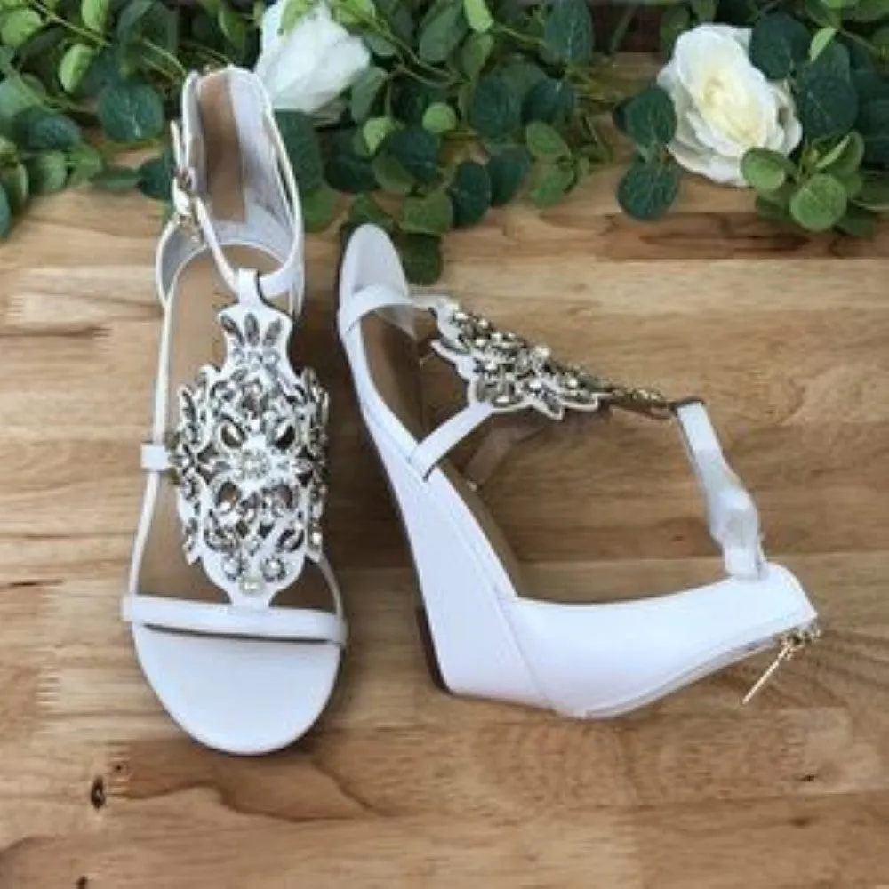 THALIA SODI Jamee Wedge Sandals white, 7.5