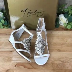 THALIA SODI Jamee Wedge Sandals white, 7.5