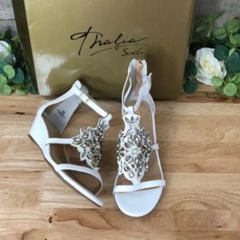 THALIA SODI Jamee Wedge Sandals white, 7.5