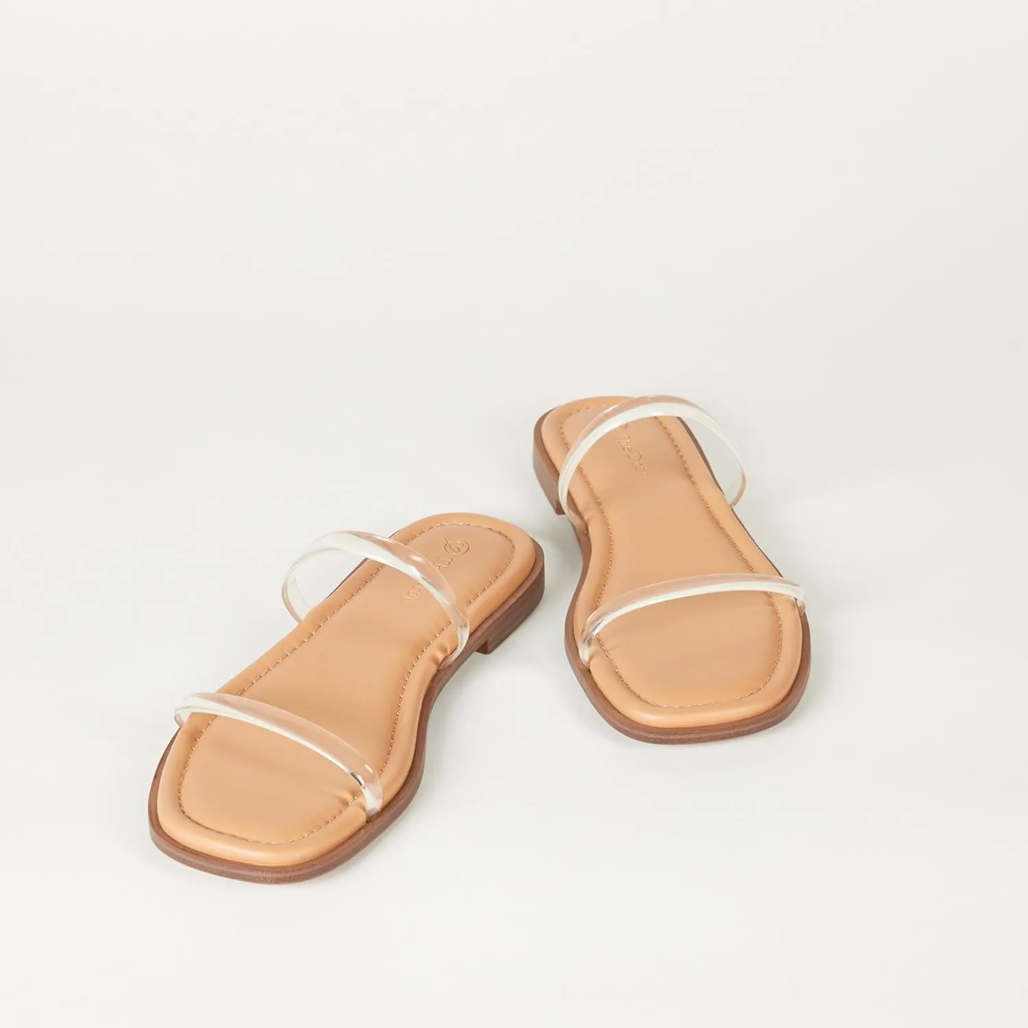 The Drop Women's Paris Square Toe Two Strap Flat Sandal