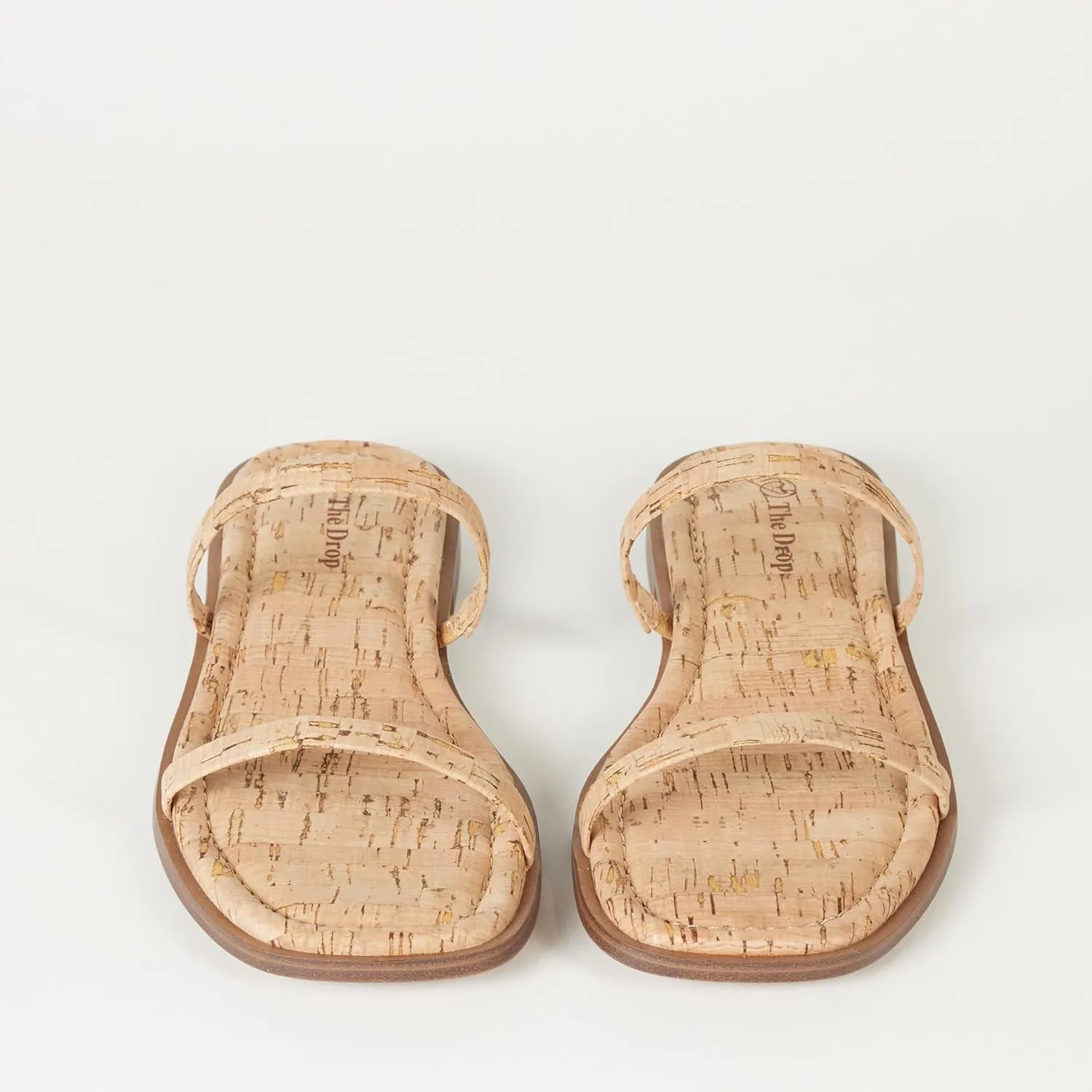 The Drop Women's Paris Square Toe Two Strap Flat Sandal