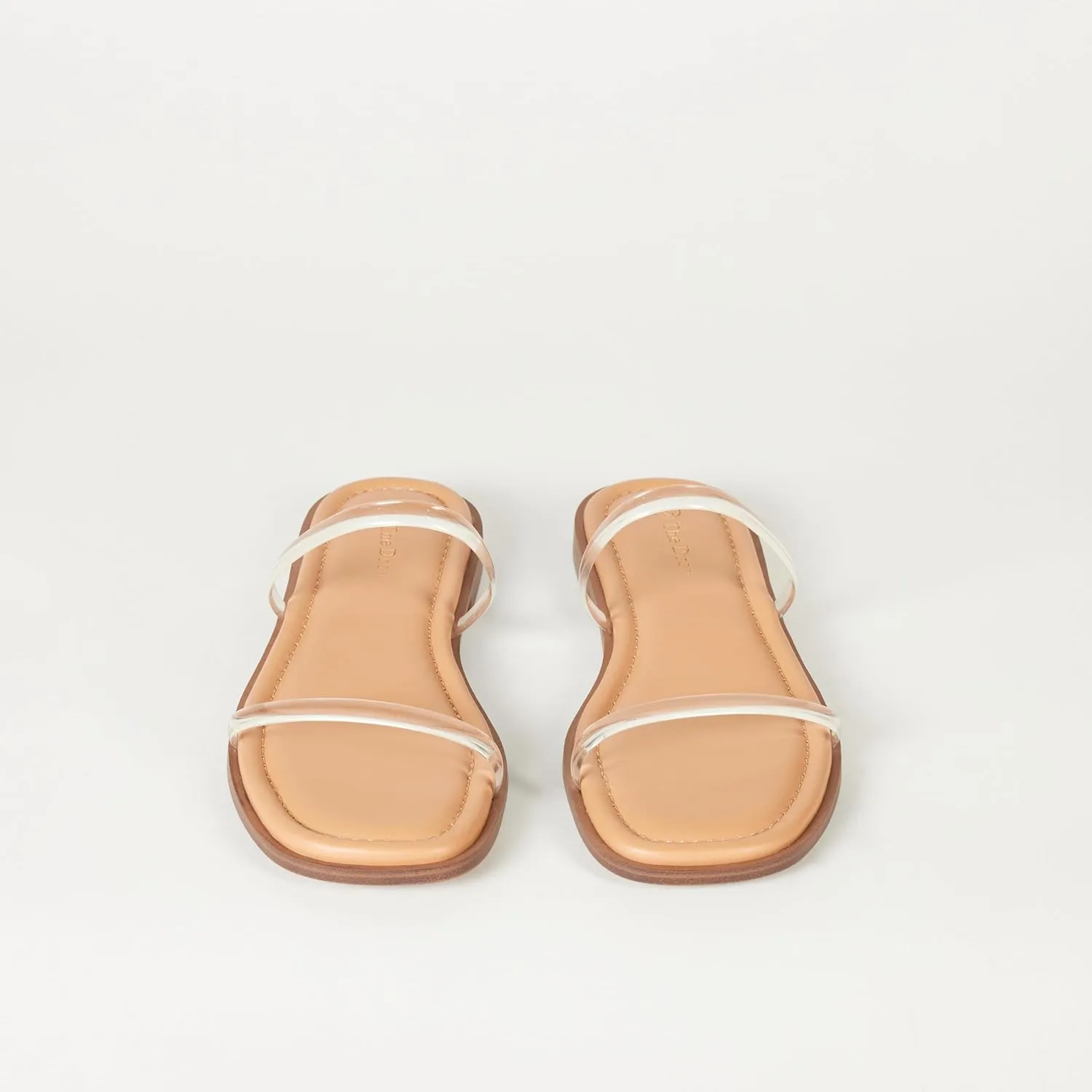 The Drop Women's Paris Square Toe Two Strap Flat Sandal