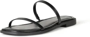 The Drop Women's Paris Square Toe Two Strap Flat Sandal