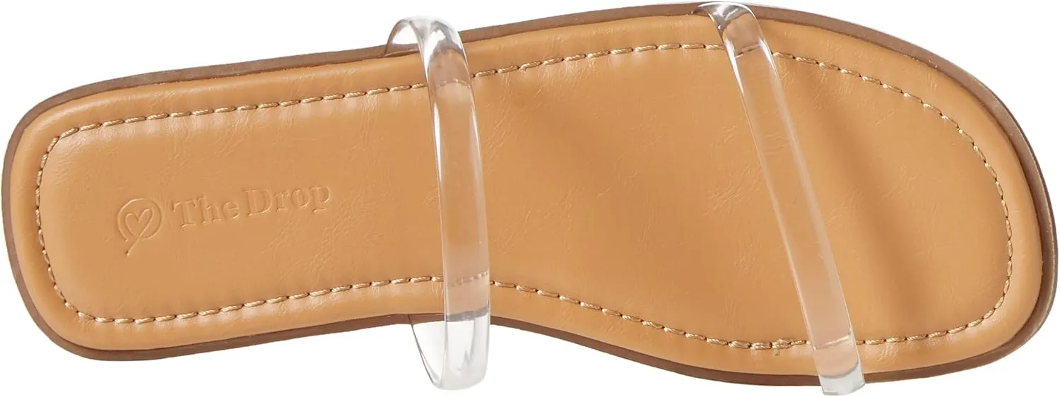 The Drop Women's Paris Square Toe Two Strap Flat Sandal