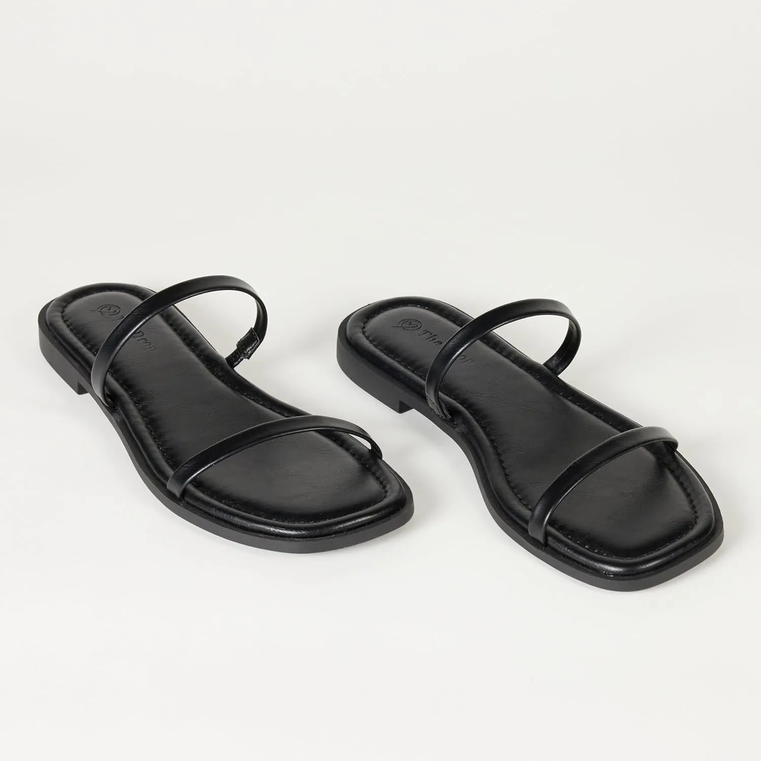 The Drop Women's Paris Square Toe Two Strap Flat Sandal