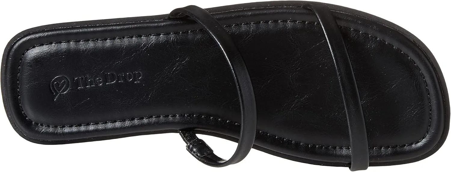 The Drop Women's Paris Square Toe Two Strap Flat Sandal