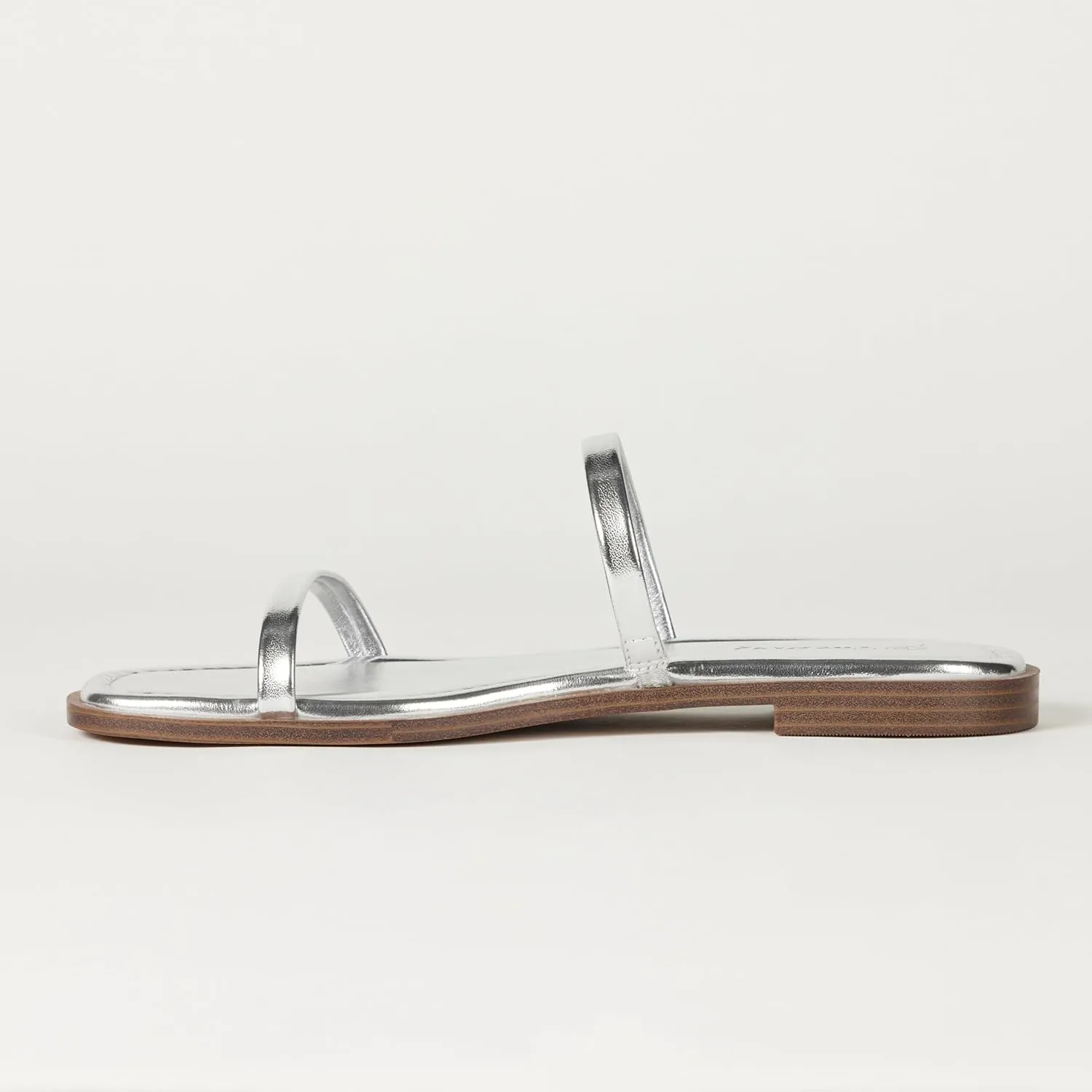The Drop Women's Paris Square Toe Two Strap Flat Sandal