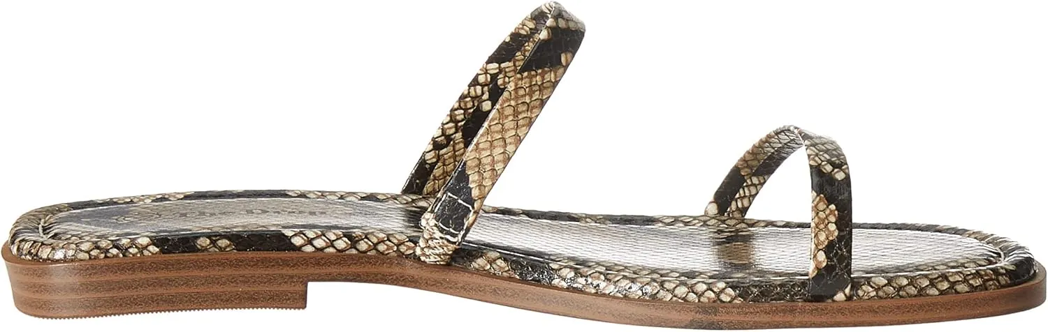 The Drop Women's Paris Square Toe Two Strap Flat Sandal