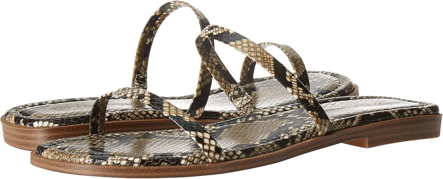 The Drop Women's Paris Square Toe Two Strap Flat Sandal