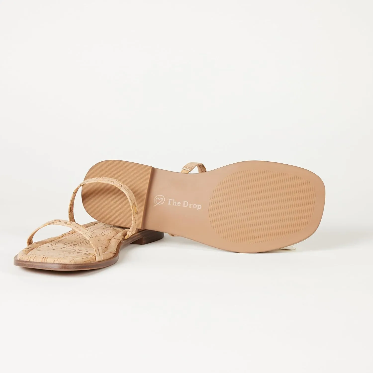 The Drop Women's Paris Square Toe Two Strap Flat Sandal