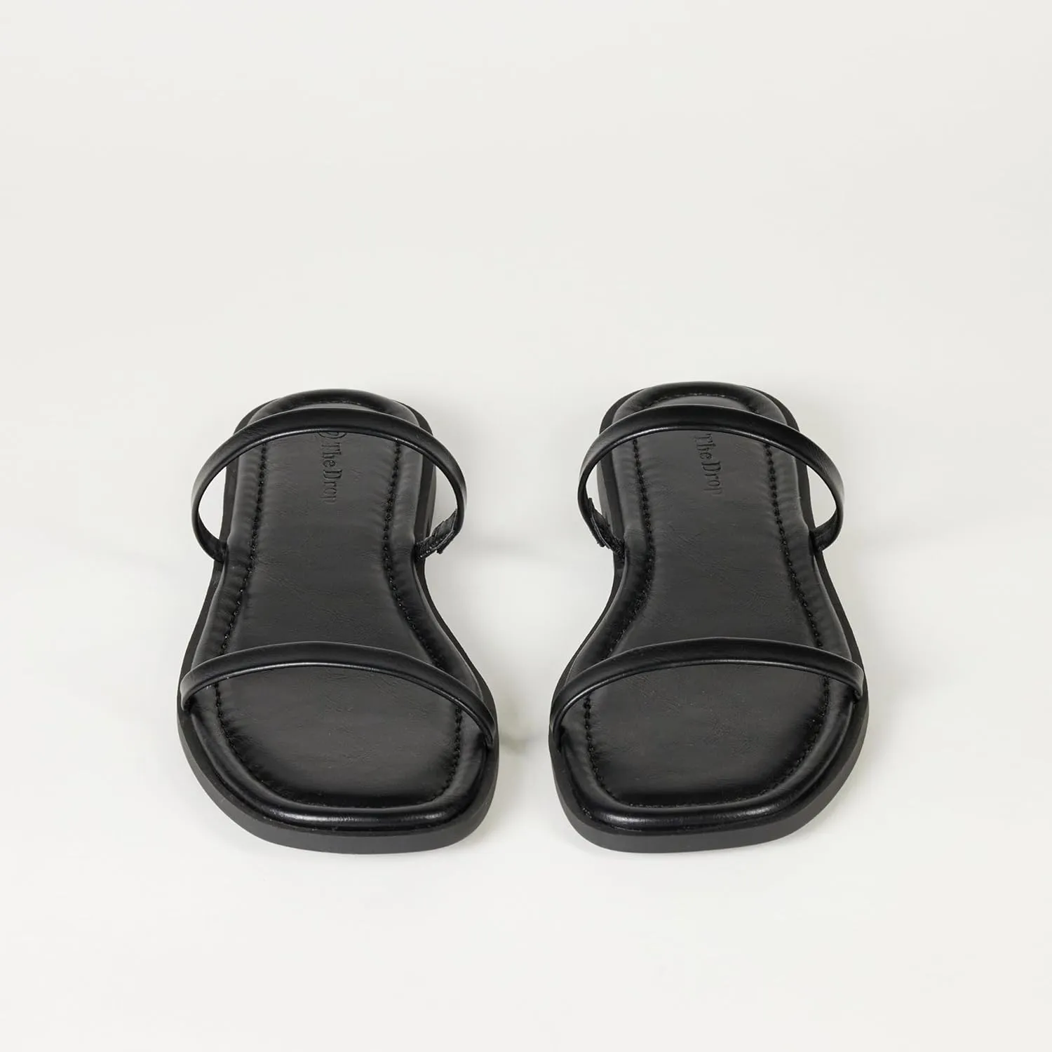 The Drop Women's Paris Square Toe Two Strap Flat Sandal
