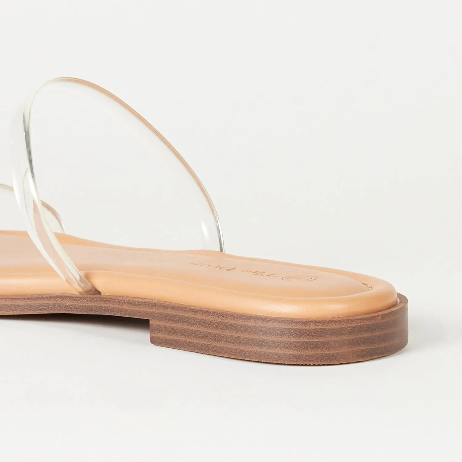 The Drop Women's Paris Square Toe Two Strap Flat Sandal