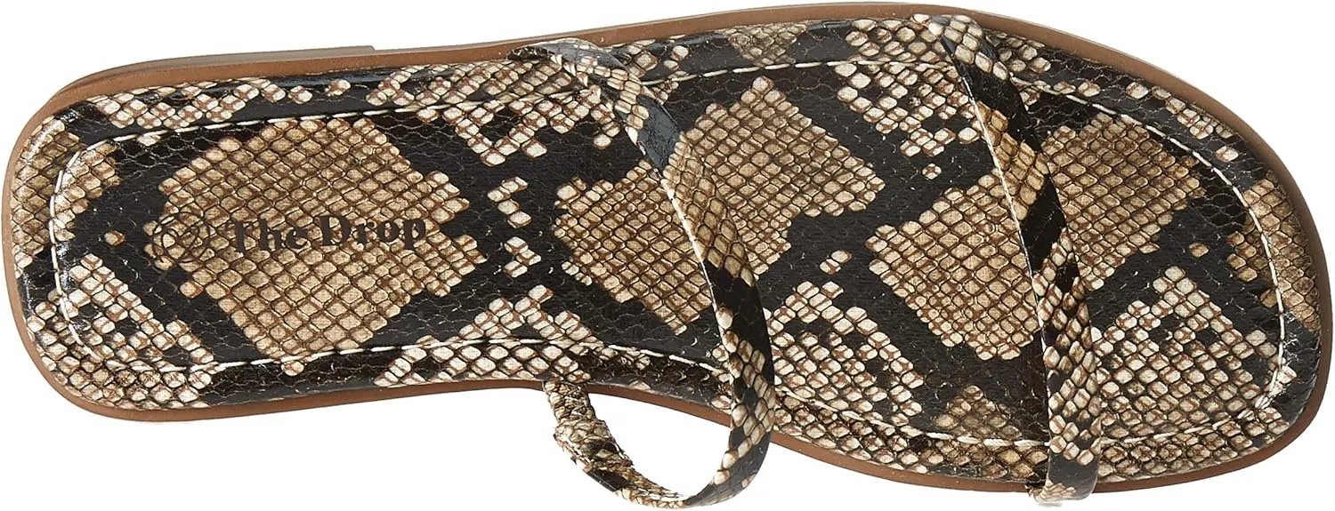 The Drop Women's Paris Square Toe Two Strap Flat Sandal