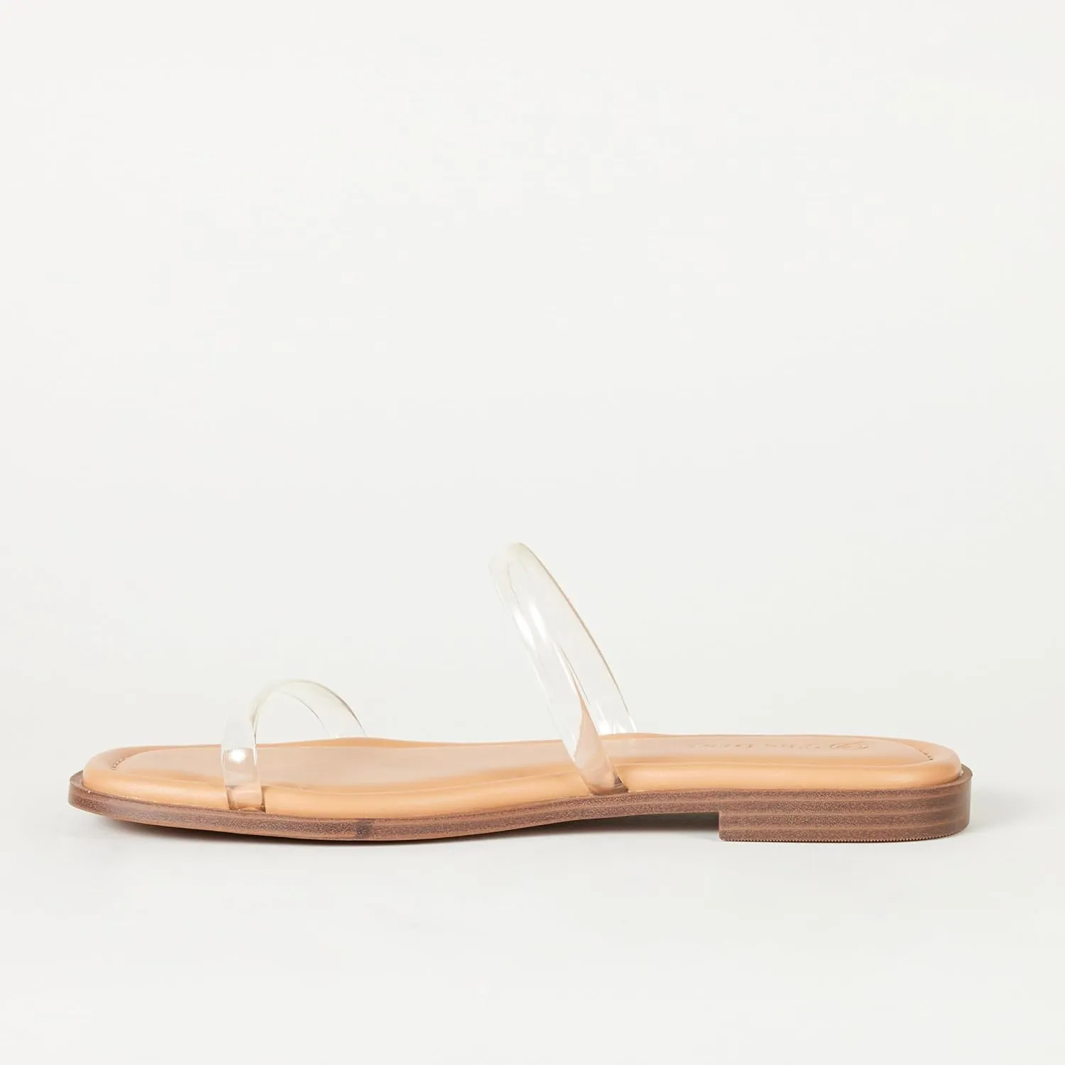 The Drop Women's Paris Square Toe Two Strap Flat Sandal