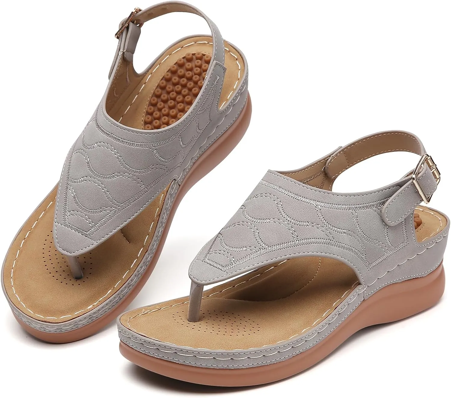 Tilocow Sandals for Women High Arch Support Flip Flops Wedge Sandals Comfortable Beach Shoes Dressy Summer Casual Sandals