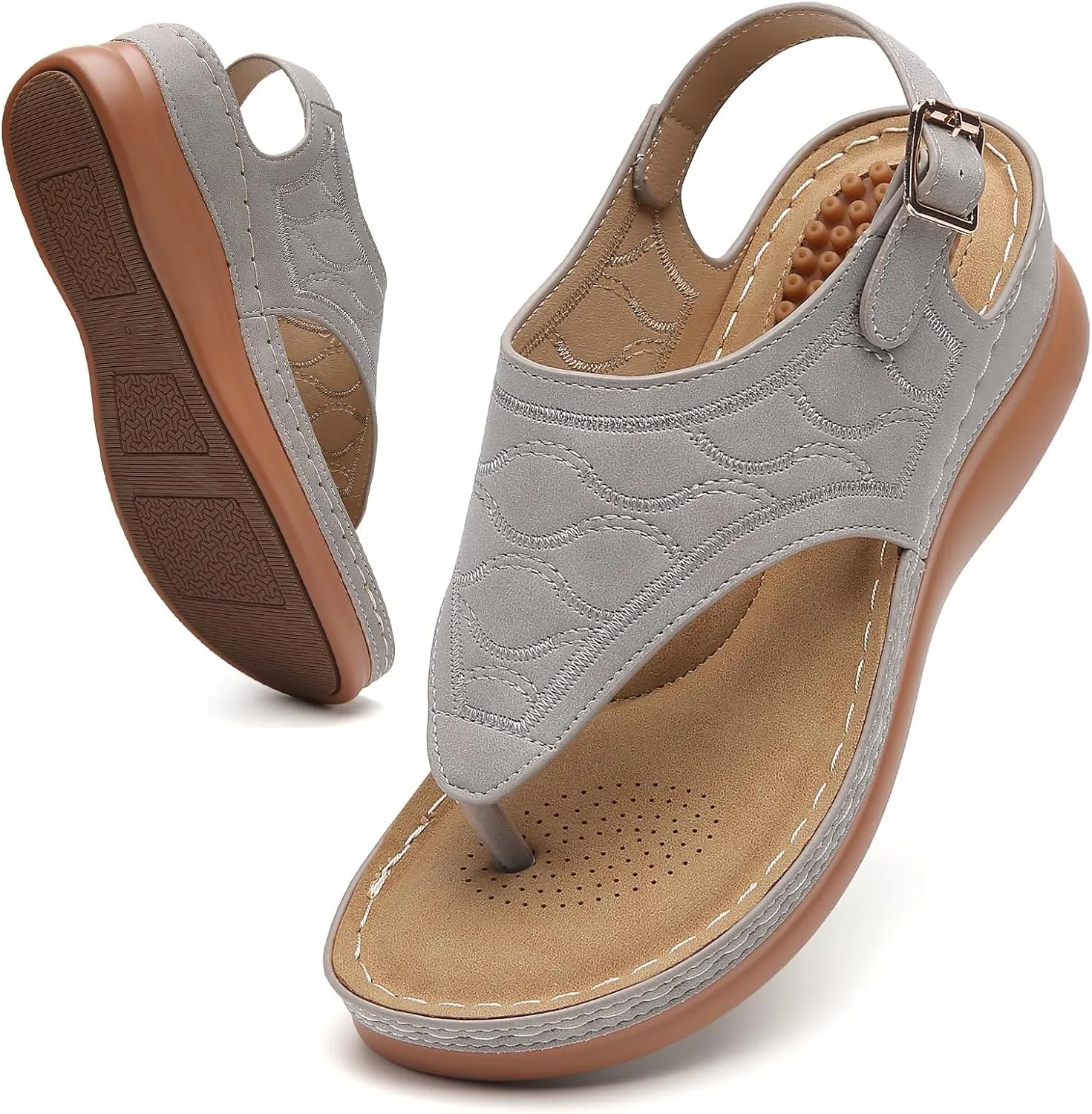 Tilocow Sandals for Women High Arch Support Flip Flops Wedge Sandals Comfortable Beach Shoes Dressy Summer Casual Sandals