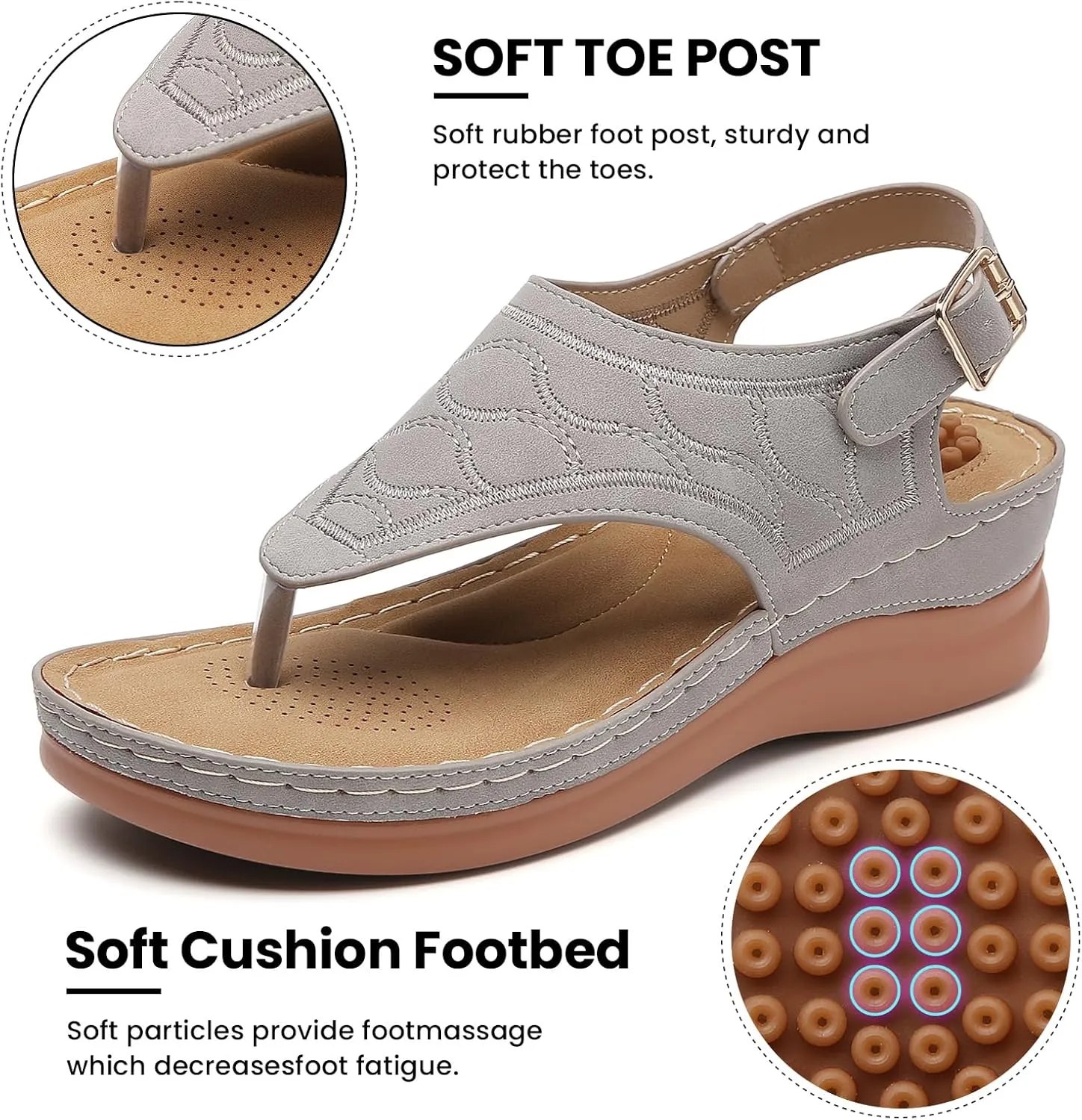 Tilocow Sandals for Women High Arch Support Flip Flops Wedge Sandals Comfortable Beach Shoes Dressy Summer Casual Sandals