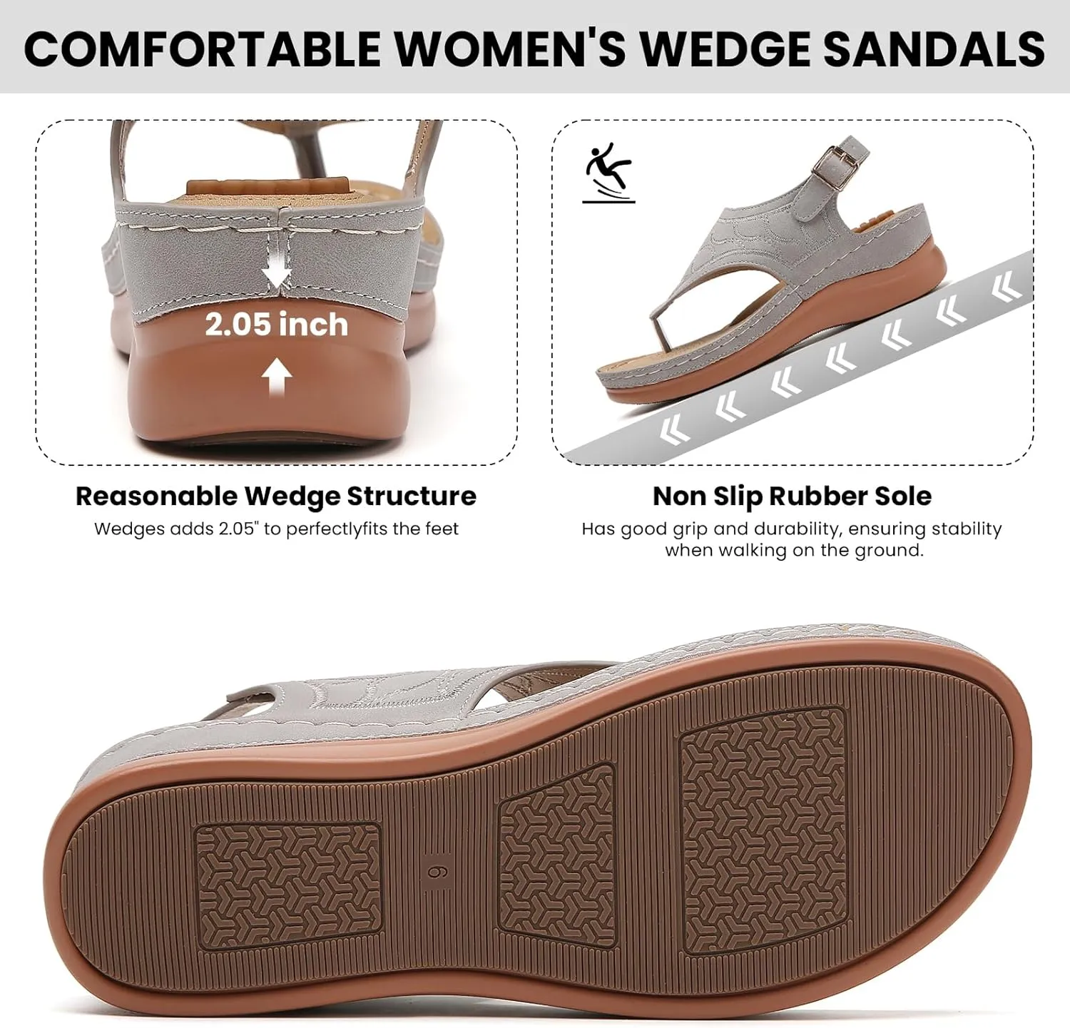 Tilocow Sandals for Women High Arch Support Flip Flops Wedge Sandals Comfortable Beach Shoes Dressy Summer Casual Sandals