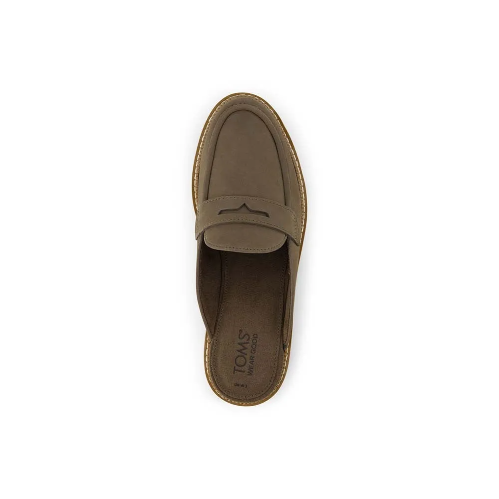 TOMS Women Cara Leather Loafer - Canteen Green Mule