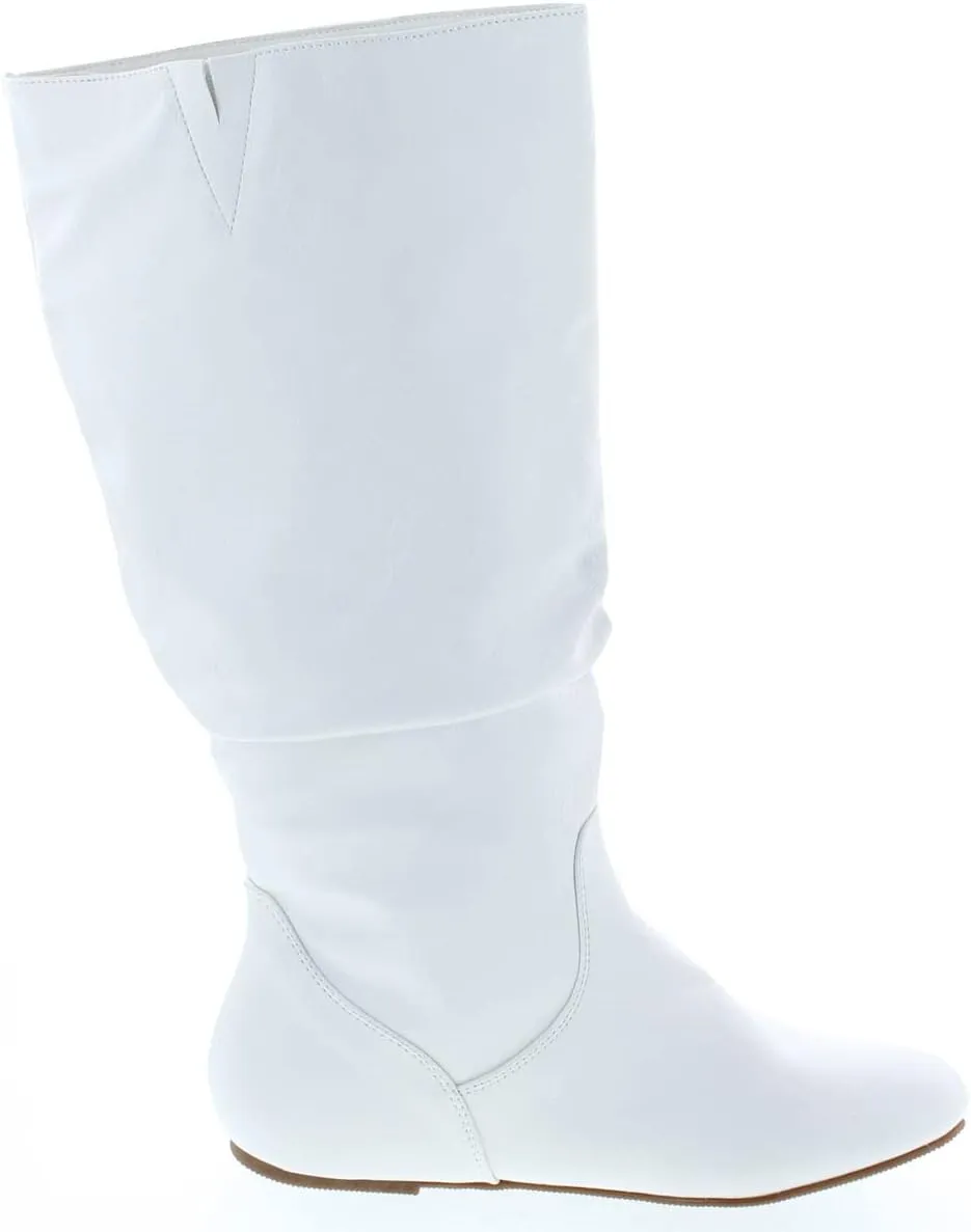 TOP Moda Data-1 Women's Shoes Cute & Comfort Round Toe Flat Heel Slouchy Mid Calf Boot