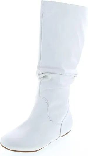 TOP Moda Data-1 Women's Shoes Cute & Comfort Round Toe Flat Heel Slouchy Mid Calf Boot