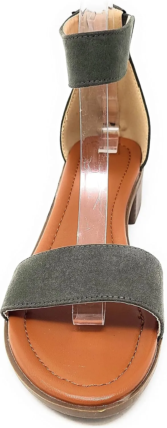 TOP Moda Women's Tassel Fringe Zip Back Block Heel Sandal