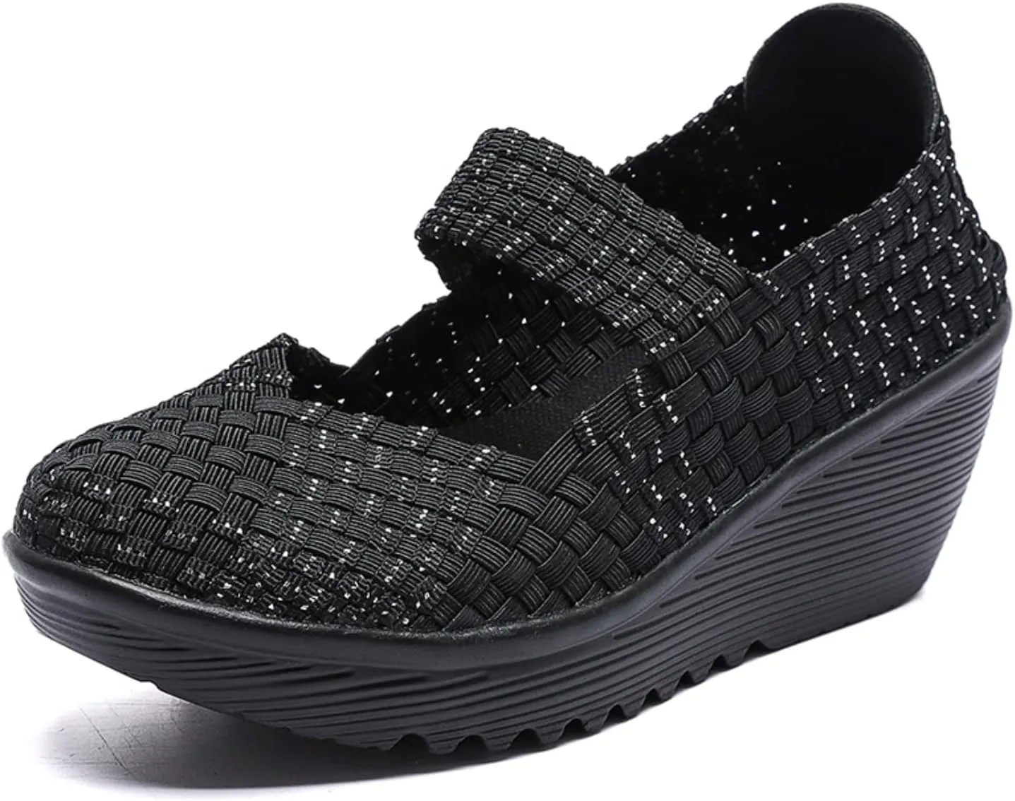 Touchmosees Women's Platform Wedge Sandals Woven Pumps Mary Jane Shoes Comfortable Walking Shoes