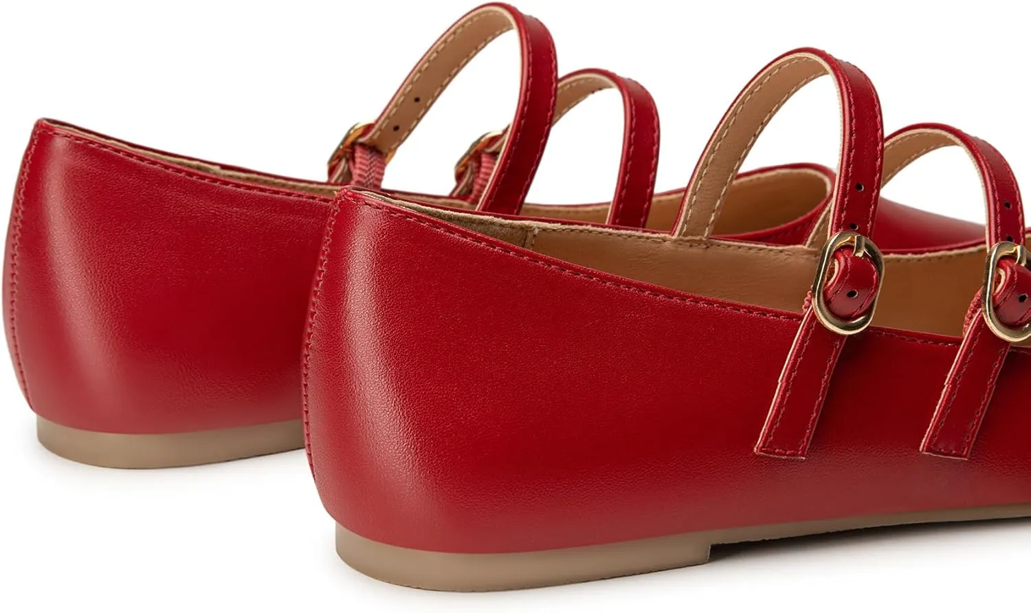 Trary Flats for Women Closed Pointed Toe Mary Jane Shoes Women Comfortable Slip on Ballet Flats Dressy Shoes Adjustable Strap PU Leather Mary Janes Loafers