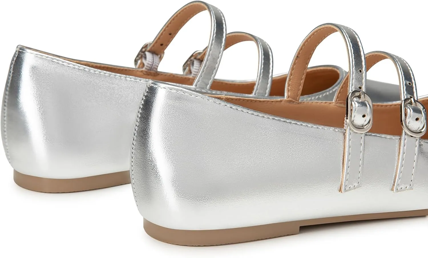 Trary Flats for Women Closed Pointed Toe Mary Jane Shoes Women Comfortable Slip on Ballet Flats Dressy Shoes Adjustable Strap PU Leather Mary Janes Loafers