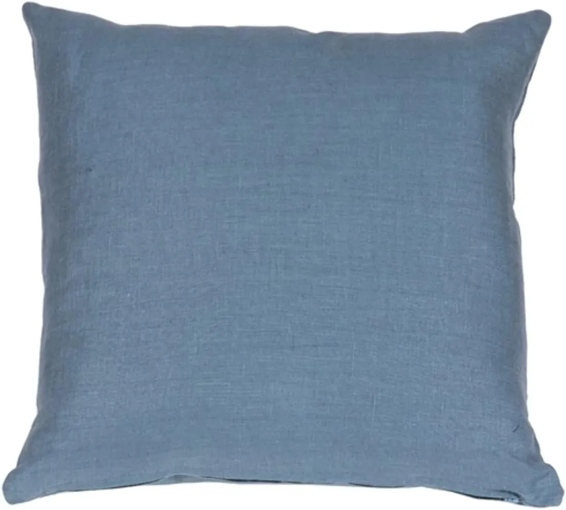 Tuscany Linen Wedgewood Blue Throw Pillow 17x17 Square, Complete with Pillow Insert