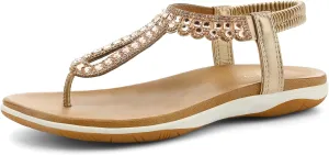 UBFEN Womens Flat Sandals Dress Braided T-Strap Thong Sandals with Arch Support Comfortable for Walking