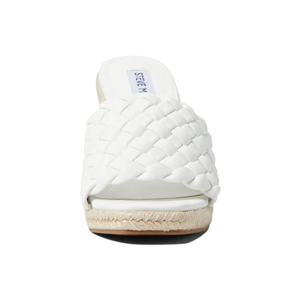Udele White Braided Wedges