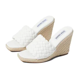 Udele White Braided Wedges