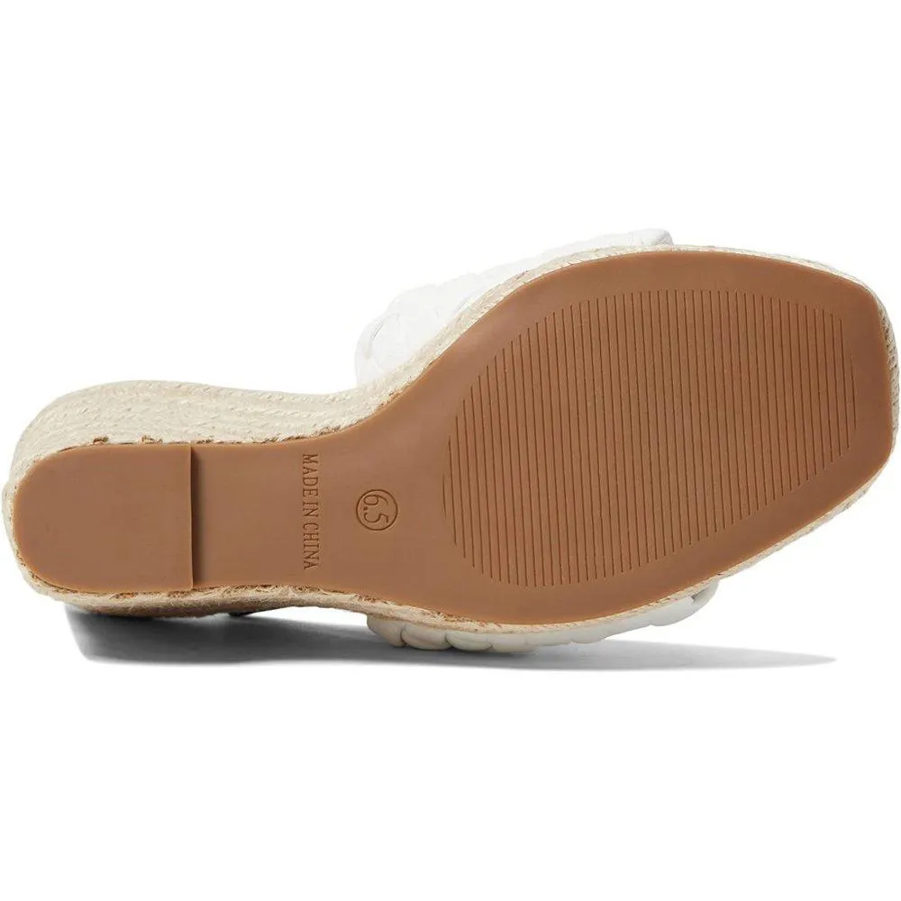 Udele White Braided Wedges