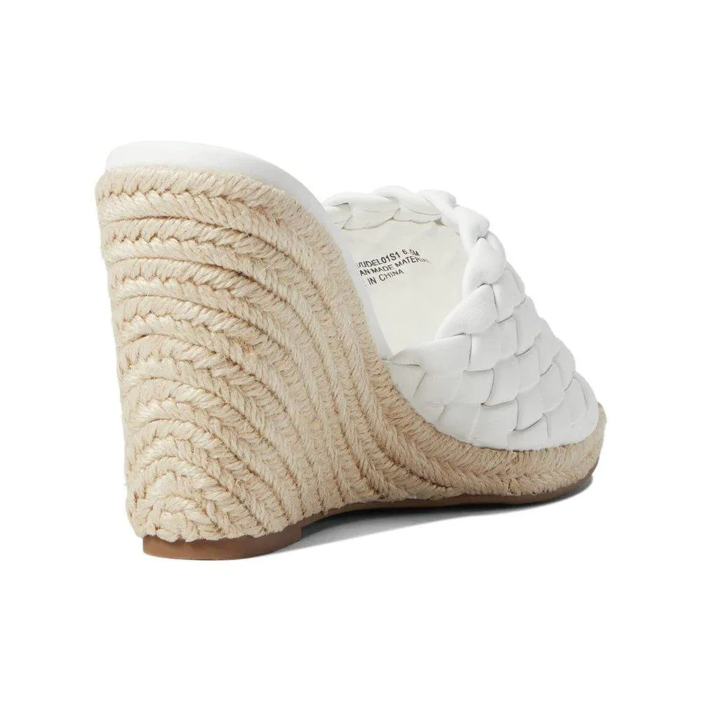 Udele White Braided Wedges