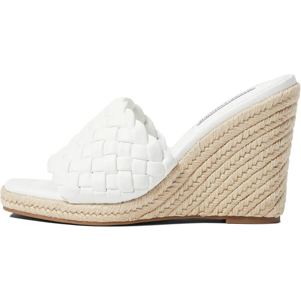 Udele White Braided Wedges