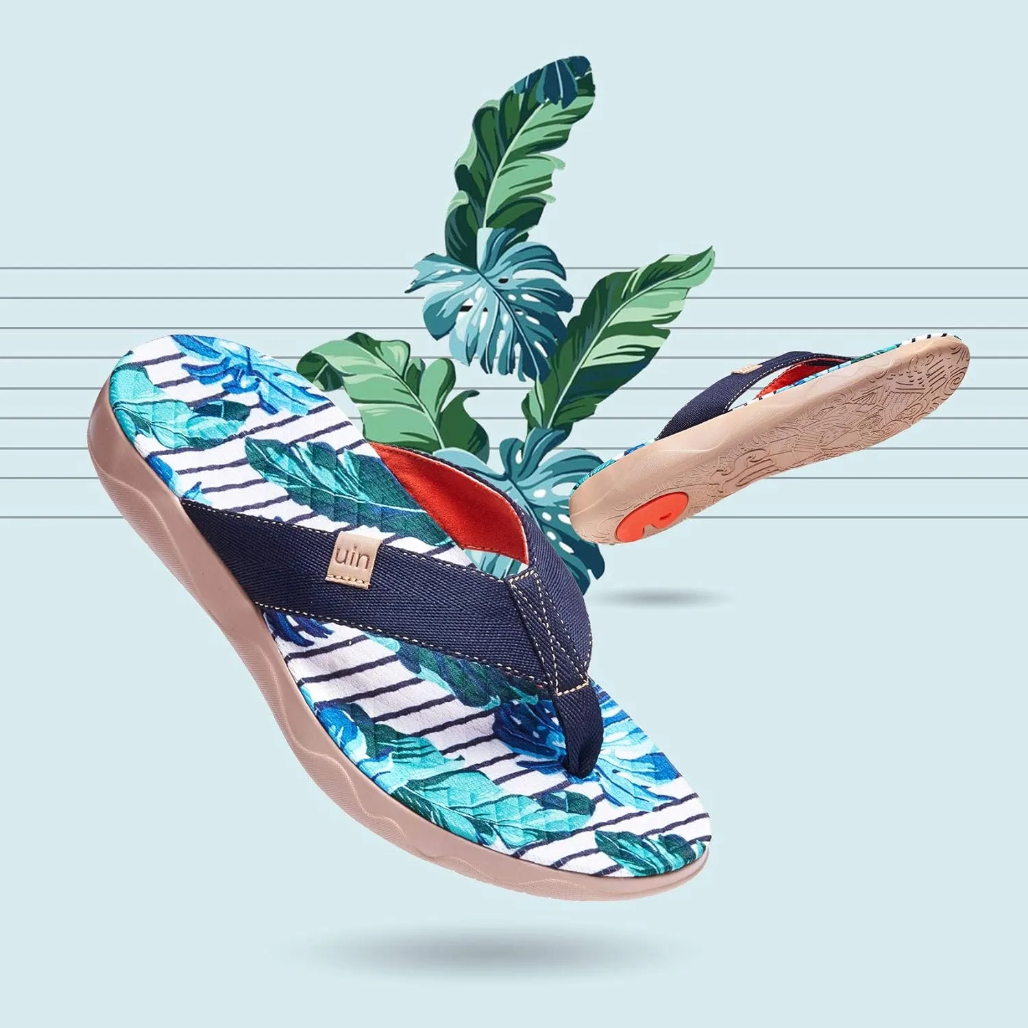 UIN Men's Flip Flops Thong Sandals Beach Summer Casual Art Painted Travel Comfort Slippers