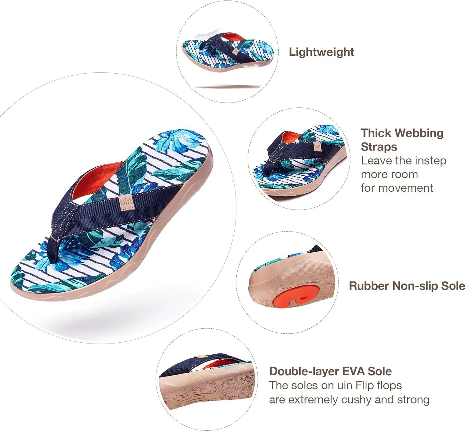 UIN Men's Flip Flops Thong Sandals Beach Summer Casual Art Painted Travel Comfort Slippers