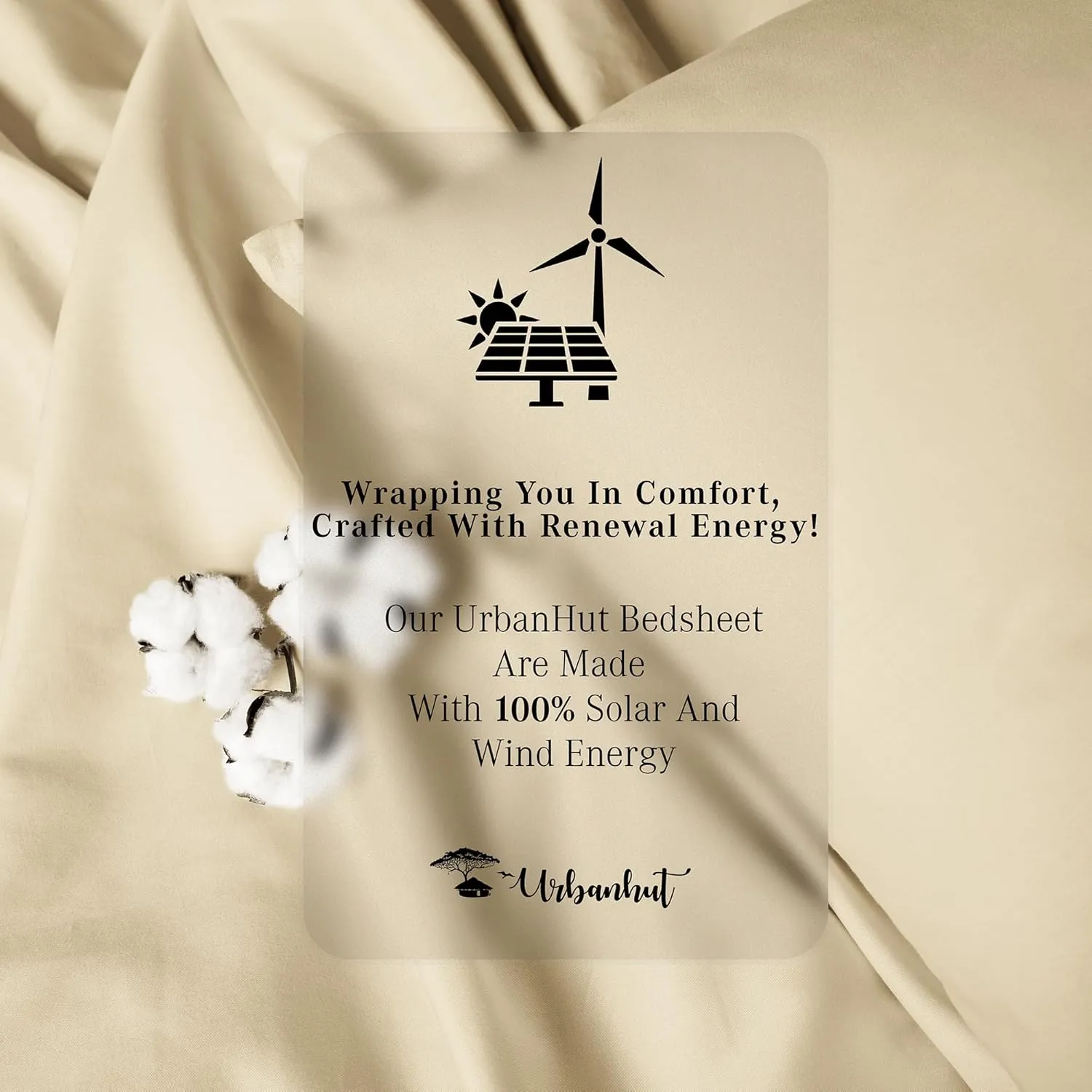 URBANHUT 100% Egyptian Cotton Sheets - 1000 Thread Count Twin Sheet Set (3Pc), Long Staple Cotton Sheets, All Season Sateen Weave, Luxury Hotel Twin Bedsheets,16" Deep Pocket - Sand(Beige)