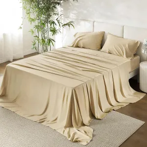 URBANHUT 100% Egyptian Cotton Sheets - 1000 Thread Count Twin Sheet Set (3Pc), Long Staple Cotton Sheets, All Season Sateen Weave, Luxury Hotel Twin Bedsheets,16" Deep Pocket - Sand(Beige)