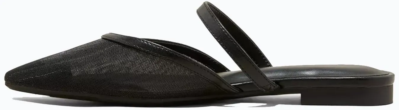 USIMAD Mesh Mule Flats for Women with Arch Support Pointed Toe Memory Foam Insole Casual Comfortable Shoes