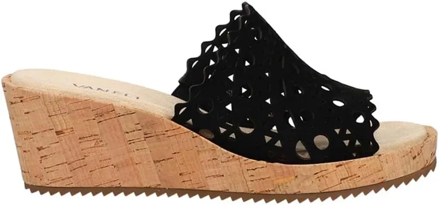 VANELi Womens Cammie Cut Outs Cork Casual Sandals Casual Mid Heel 2-3" - Black