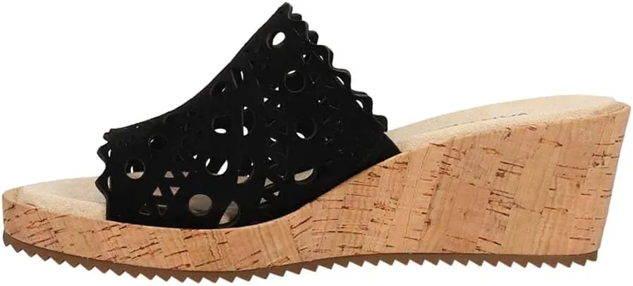 VANELi Womens Cammie Cut Outs Cork Casual Sandals Casual Mid Heel 2-3" - Black