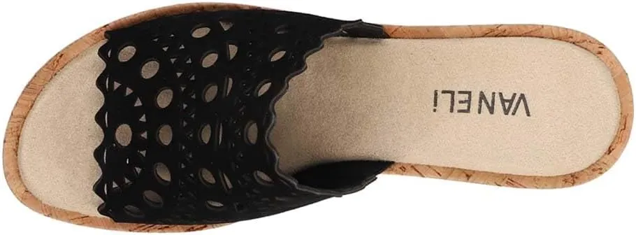 VANELi Womens Cammie Cut Outs Cork Casual Sandals Casual Mid Heel 2-3" - Black