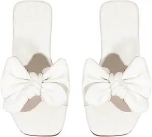 Verdusa Girl's Bows Square Toe Sandals Casual Summer Flat Sandal