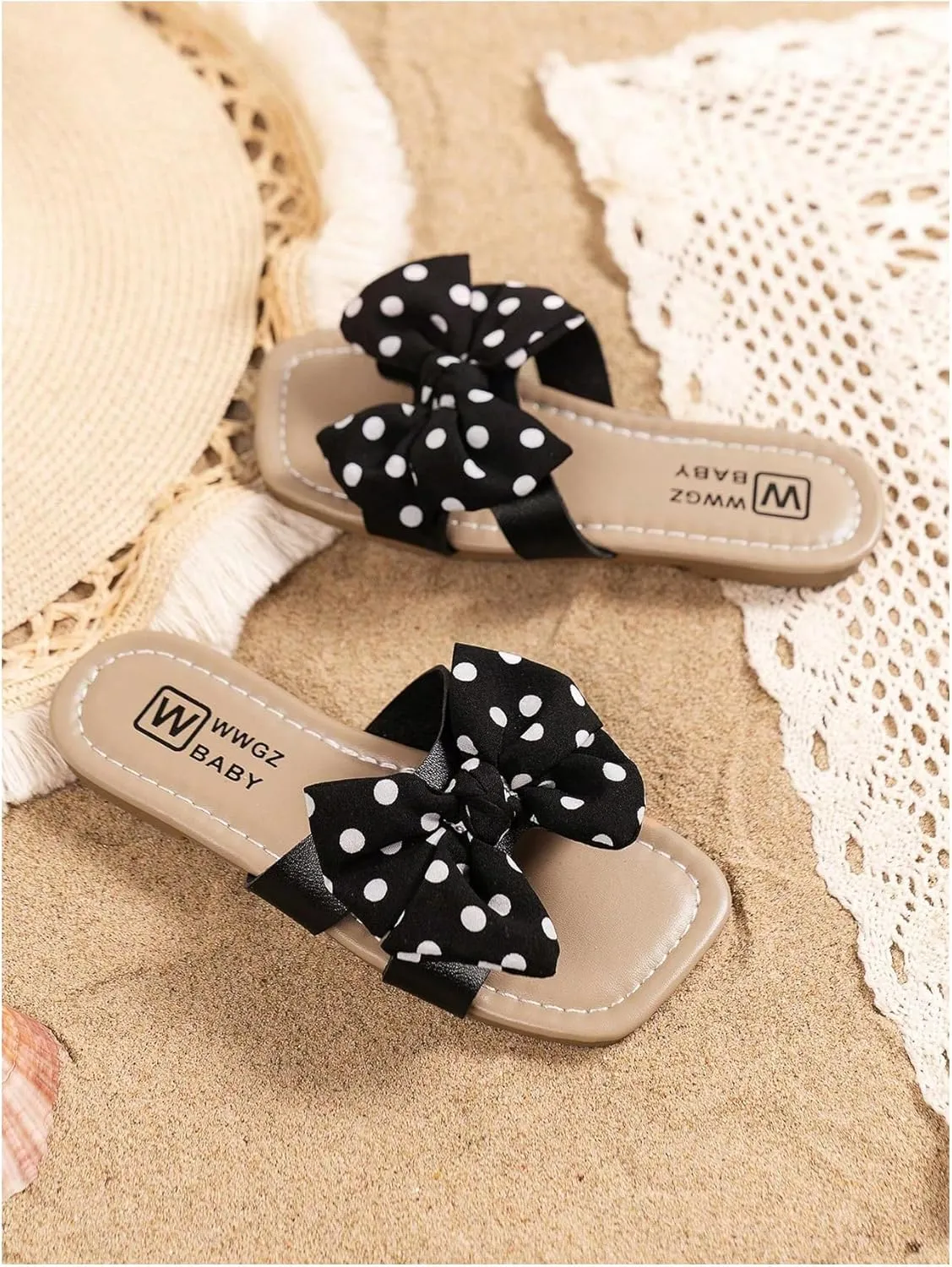 Verdusa Girl's Bows Square Toe Sandals Casual Summer Flat Sandal